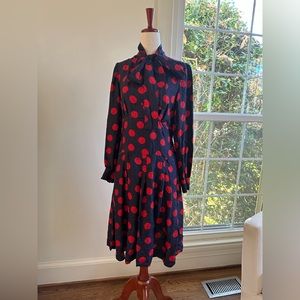 VNTG HANDMADE Polkadot Dress w/ Bow Tie Collar